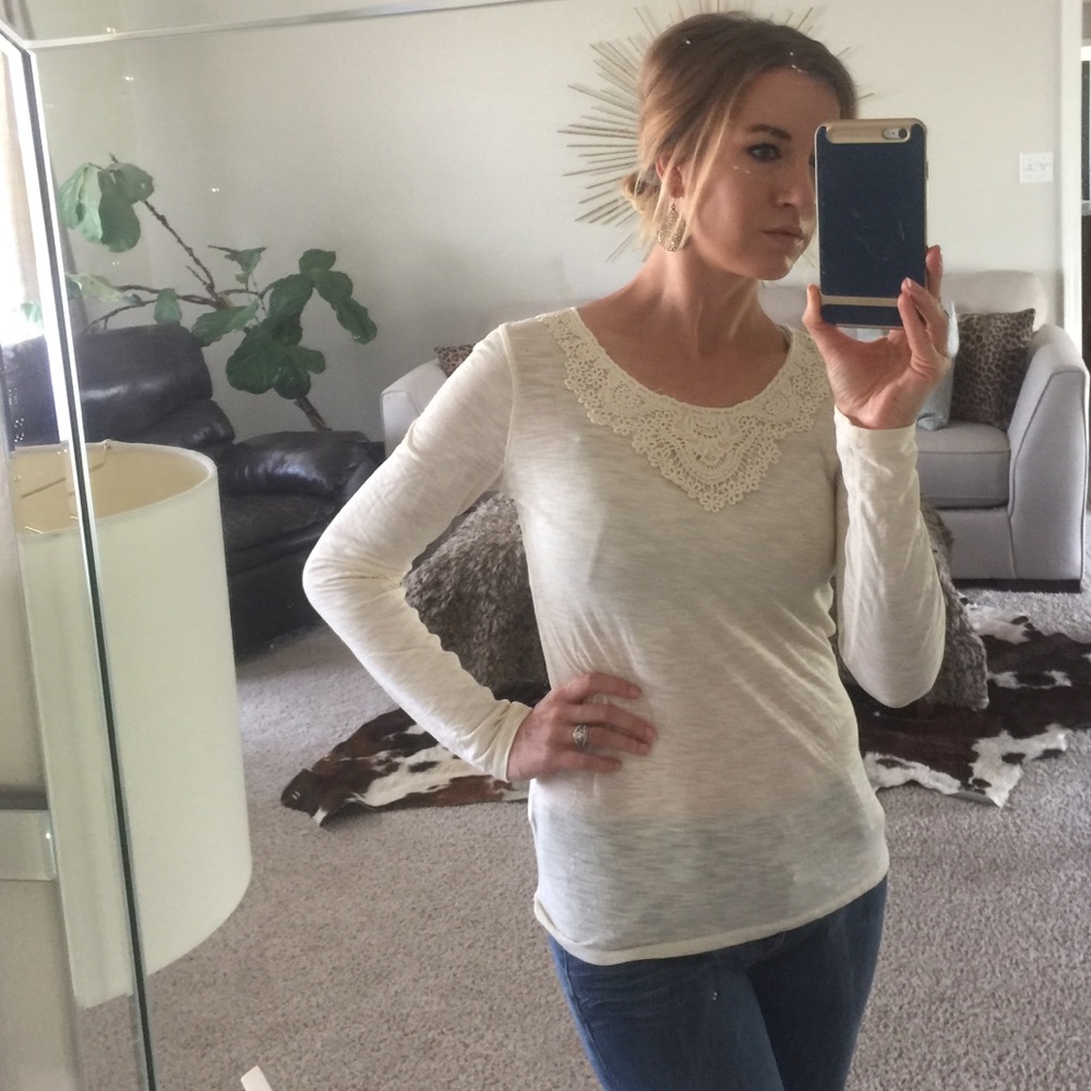 NWT lucky brand top with crochet detail